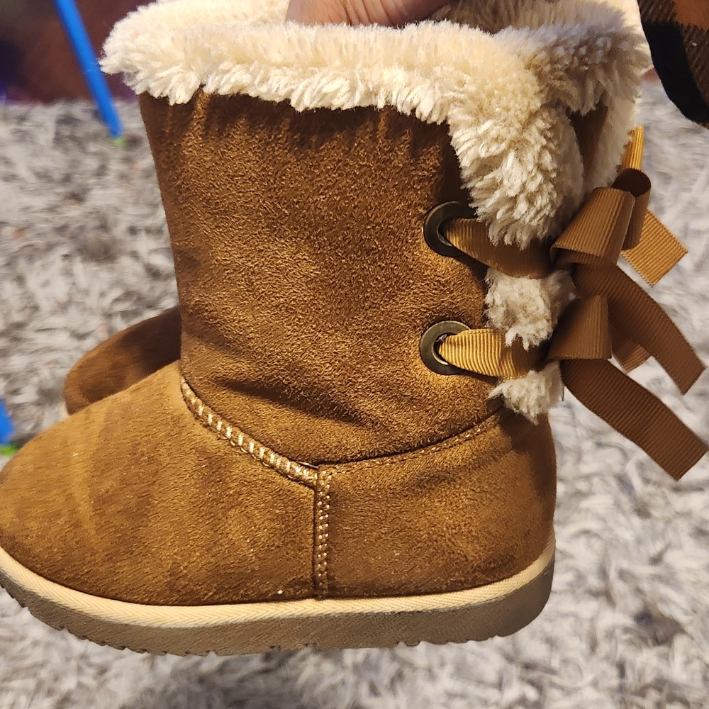 Hot Cakes Brown Kids Boots with Cream Lining